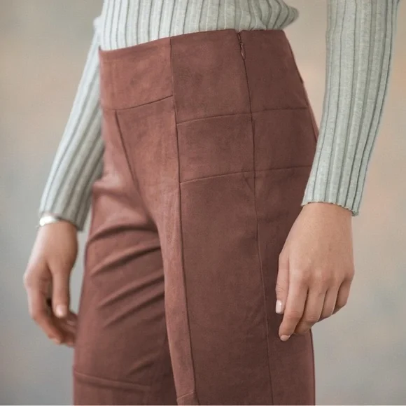 Sundance Luxe Dream Soft Faux Suede Leggings Pants Brown size 8 - Picture 3 of 9